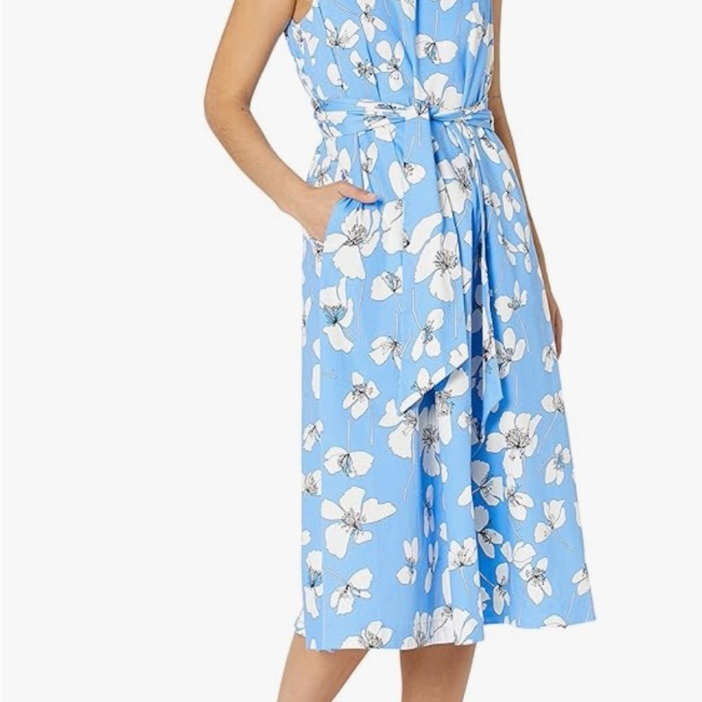 Anne Klein Floral Blue Sleeveless Dress